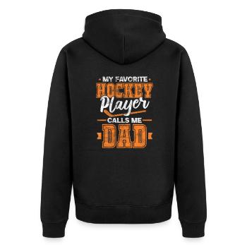 Eishockey Vater Hockey Eishockeyteam Dad Geschenk - Unisex Premium Bio Zip Hoodie - Schwarz - Hinten - Nico (187cm)