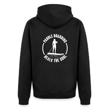 SUP - Unisex Premium Bio Zip Hoodie - Schwarz - Hinten - Nico (187cm)