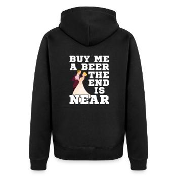 Junggesellenabschied - Unisex Premium Bio Zip Hoodie - Schwarz - Hinten - Nico (187cm)