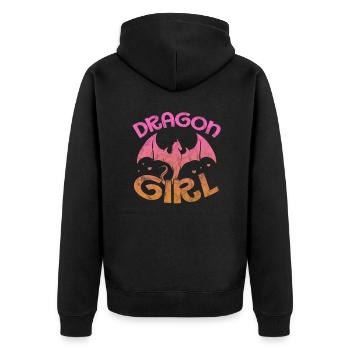 Drache Girl Drachen Dragon Mädchen Geschenk - Unisex Premium Bio Zip Hoodie - Schwarz - Hinten - Nico (187cm)