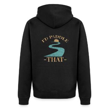 SUP Stand Up Paddling Paddel Wassersport Geschenk - Unisex Premium Bio Zip Hoodie - Schwarz - Hinten - Nico (187cm)