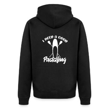 SUP - Unisex Premium Bio Zip Hoodie - Schwarz - Hinten - Nico (187cm)
