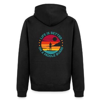 SUP - Unisex Premium Bio Zip Hoodie - Schwarz - Hinten - Nico (187cm)