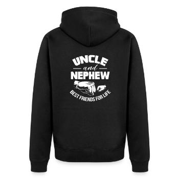 Uncle Nephew Brother Family Gift - Unisex Premium Organic Zip Hoodie - black - Back - Nico (187cm)