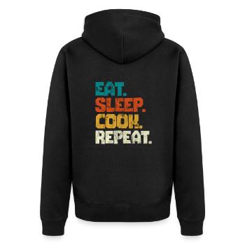 Kochen Koch Köchin Restaurant Küche Geschenk - Unisex Premium Bio Zip Hoodie - Schwarz - Hinten - Nico (187cm)