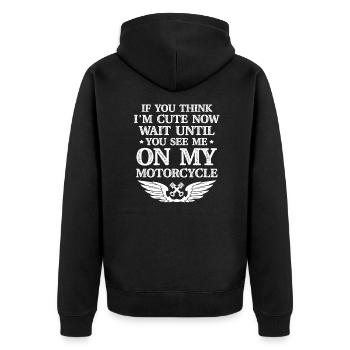 Biker - Unisex Premium Bio Zip Hoodie - Schwarz - Hinten - Nico (187cm)
