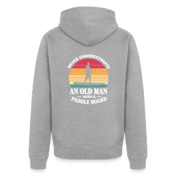 SUP Grand-père - Veste à capuche bio Premium Unisexe - gris chiné - Dos - Nico (187cm)