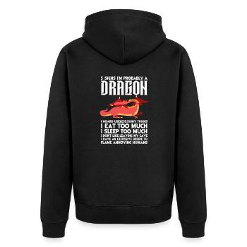 Drache - Unisex Premium Bio Zip Hoodie - Schwarz - Hinten - Nico (187cm)