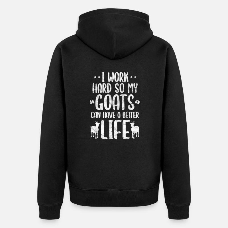 Ziege - Unisex Premium Bio Zip Hoodie - Schwarz