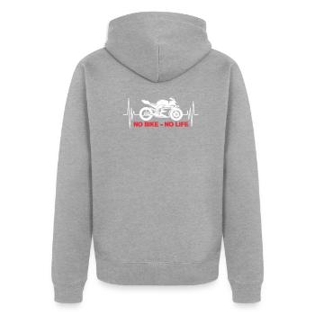 Biker - Unisex Premium Organic Zip Hoodie - heather grey - Back - Nico (187cm)