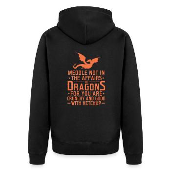Drache - Unisex Premium Bio Zip Hoodie - Schwarz - Hinten - Nico (187cm)