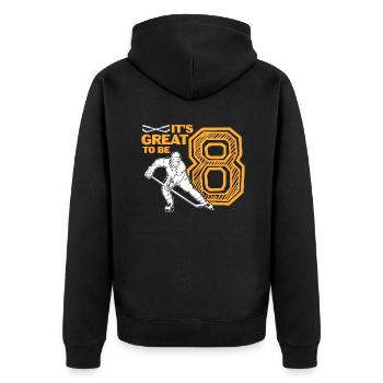 Eishockey 8. Geburtstag - Unisex Premium Bio Zip Hoodie - Schwarz - Hinten - Nico (187cm)