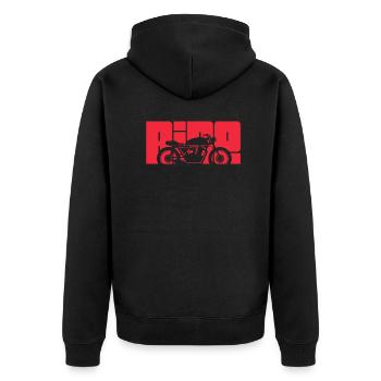 Biker - Unisex Premium Organic Zip Hoodie - black - Back - Nico (187cm)