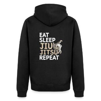 Jiu-Jitsu - Unisex Premium Bio Zip Hoodie - Schwarz - Hinten - Nico (187cm)