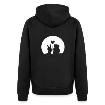 Hare - Unisex Premium Organic Zip Hoodie - black - Back - Nico (187cm)