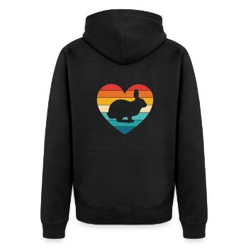 Hare - Unisex Premium Organic Zip Hoodie - black - Back - Nico (187cm)