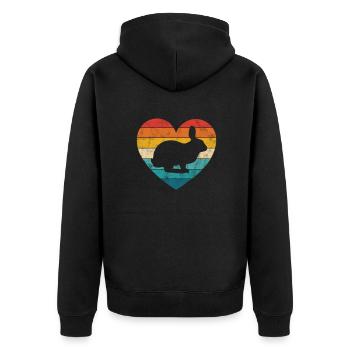 Rabbit Rabbit Easter Long-eared Gift - Unisex Premium Organic Zip Hoodie - black - Back - Nico (187cm)