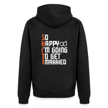 Junggesellenabschied - Unisex Premium Bio Zip Hoodie - Schwarz - Hinten - Nico (187cm)