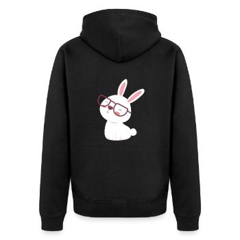 Hare - Unisex Premium Organic Zip Hoodie - black - Back - Nico (187cm)