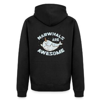 Narwal - Unisex Premium Bio Zip Hoodie - Schwarz - Hinten - Nico (187cm)