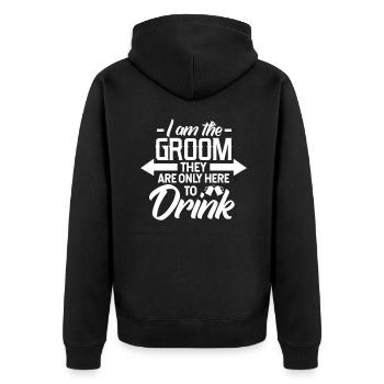 Junggesellenabschied - Unisex Premium Bio Zip Hoodie - Schwarz - Hinten - Nico (187cm)