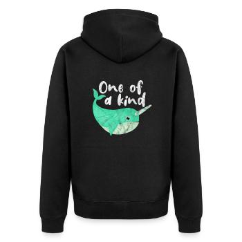 Narwal - Unisex Premium Bio Zip Hoodie - Schwarz - Hinten - Nico (187cm)