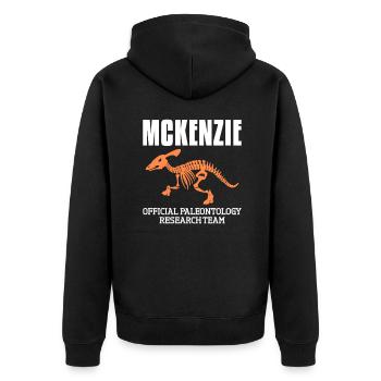 Paleontologie Dinosaurier Fossil Urzeit Geschenk - Unisex Premium Bio Zip Hoodie - Schwarz - Hinten - Nico (187cm)
