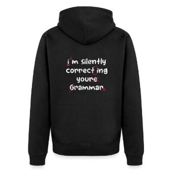 Professeur de grammaire - Veste à capuche bio Premium Unisexe - noir - Dos - Nico (187cm)