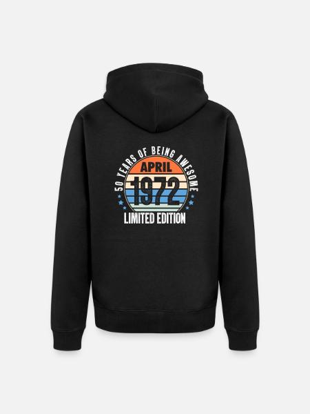 April 1972 - Unisex Premium Organic Zip Hoodie - black