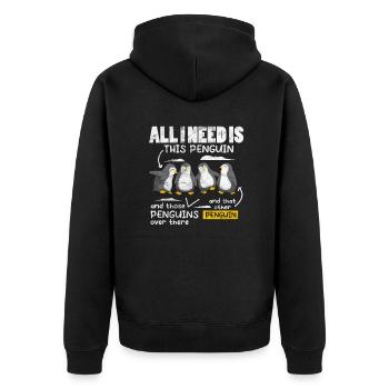 Penguin - Unisex Premium Organic Zip Hoodie - black - Back - Nico (187cm)
