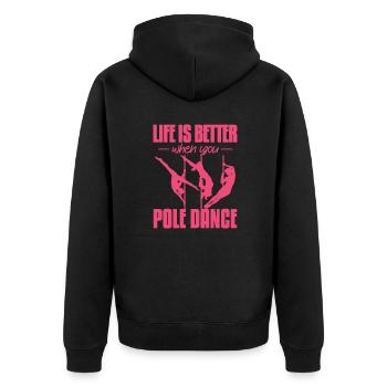 Pole Dance Fitness Poledance Stangentanz Geschenk - Unisex Premium Bio Zip Hoodie - Schwarz - Hinten - Nico (187cm)
