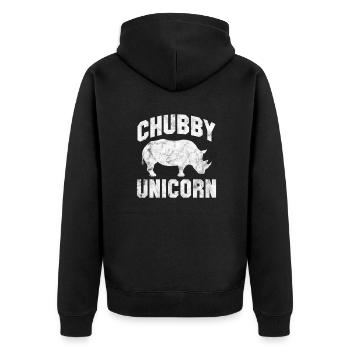 Rhinoceros - Unisex Premium Organic Zip Hoodie - black - Back - Nico (187cm)