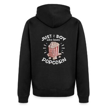 Popcorn Boy - Unisex Premium Bio Zip Hoodie - Schwarz - Hinten - Nico (187cm)