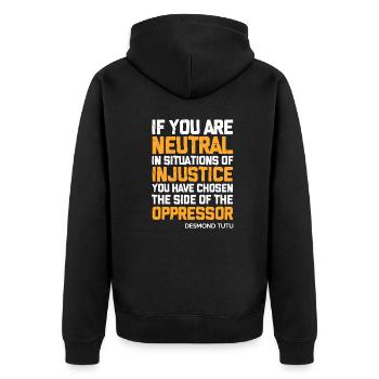 Human rights - Unisex Premium Organic Zip Hoodie - black - Back - Nico (187cm)