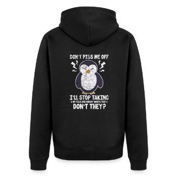 Penguin - Unisex Premium Organic Zip Hoodie - black - Back - Nico (187cm)