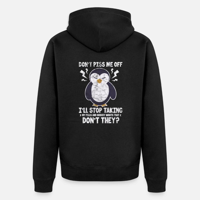 Pinguin - Unisex Premium Bio Zip Hoodie - Schwarz