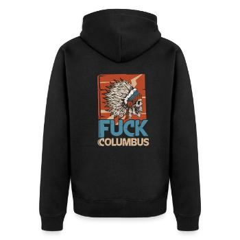 Indianer - Unisex Premium Bio Zip Hoodie - Schwarz - Hinten - Nico (187cm)