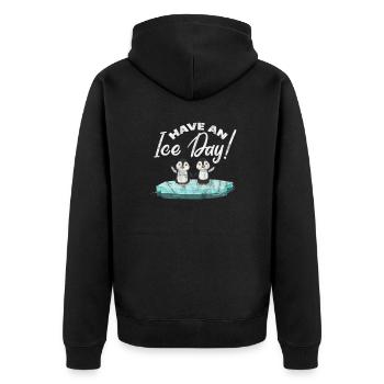 Penguin - Unisex Premium Organic Zip Hoodie - black - Back - Nico (187cm)