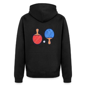 Ping-Pong Tischtennis - Unisex Premium Bio Zip Hoodie - Schwarz - Hinten - Nico (187cm)