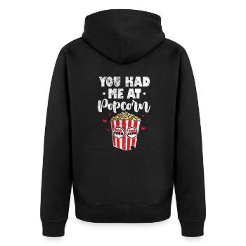 Popcorn - Unisex Premium Organic Zip Hoodie - black - Back - Nico (187cm)