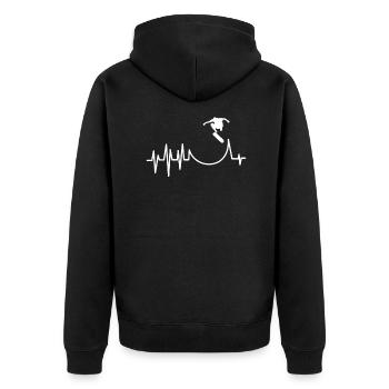Skateboard Heartbeat - Unisex Premium Organic Zip Hoodie - black - Back - Nico (187cm)
