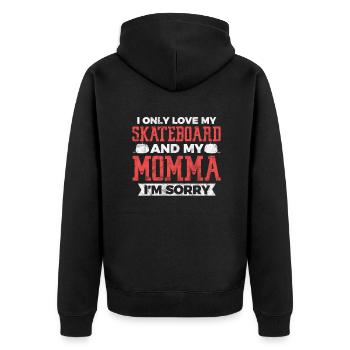 Skateboard Skater Skate Skaten Geschenk - Unisex Premium Bio Zip Hoodie - Schwarz - Hinten - Nico (187cm)