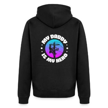 Elektriker Lineman Strom Strommast Geschenk - Unisex Premium Bio Zip Hoodie - Schwarz - Hinten - Nico (187cm)