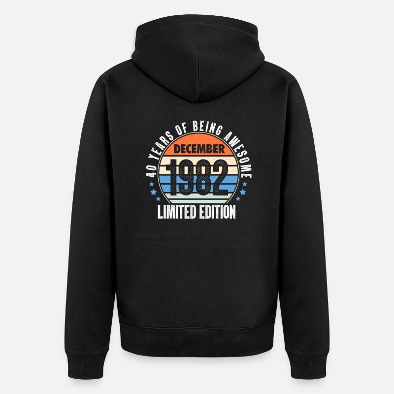 Dezember 1982 - Unisex Premium Bio Zip Hoodie - Schwarz