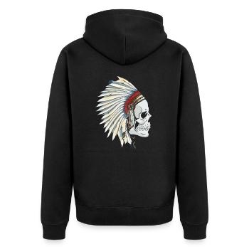 Indianer - Unisex Premium Bio Zip Hoodie - Schwarz - Hinten - Nico (187cm)