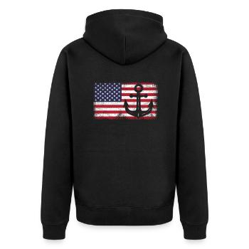Capitaine USA - Veste à capuche bio Premium Unisexe - noir - Dos - Nico (187cm)