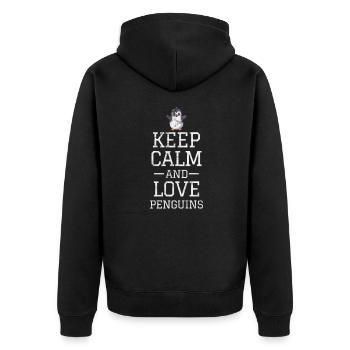 Penguin - Unisex Premium Organic Zip Hoodie - black - Back - Nico (187cm)