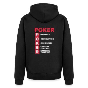 Poker - Unisex Premium Bio Zip Hoodie - Schwarz - Hinten - Nico (187cm)