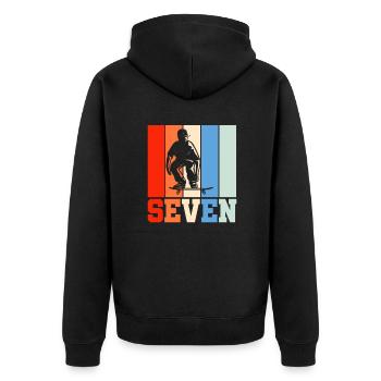 Skateboard 7ème anniversaire - Veste à capuche bio Premium Unisexe - noir - Dos - Nico (187cm)