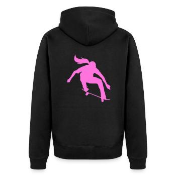 Skateboard Skater Girl - Unisex Premium Bio Zip Hoodie - Schwarz - Hinten - Nico (187cm)